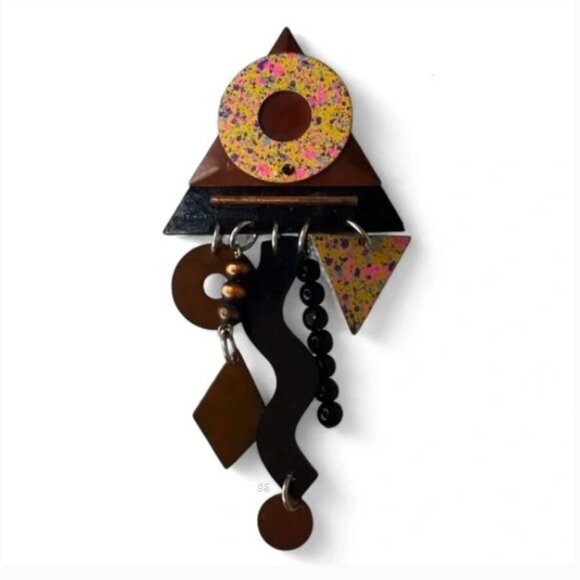 Vintage Jewelry - Vintage Memphis-Era Post Modern Kinetic Brooch Attributed to EVE KAPLIN